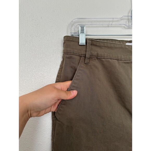 Frame Fatigue Crop Cotton Blend Army Green Pants Straight Leg Twill Women's 29 - Picture 4 of 9